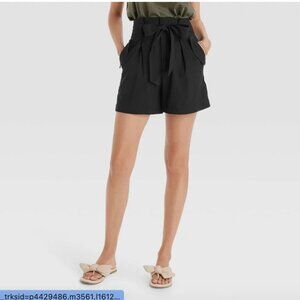 a new day Black Paper Bag High Waisted Tie-Waist Shorts | Size XL